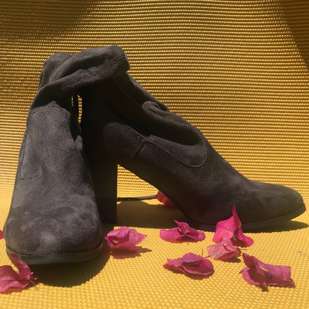 Grey Heeled Boots Size 10
